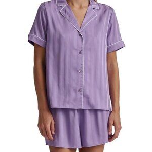 Splendid Stripe Satin Boxer Short Pajamas (Small, VIOLA SHADOW STRIPE)